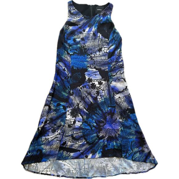 Desigual Women's Dress Sleeveless Swing Abstract Artsy L Purple Blue Deco Punk - Picture 6 of 8